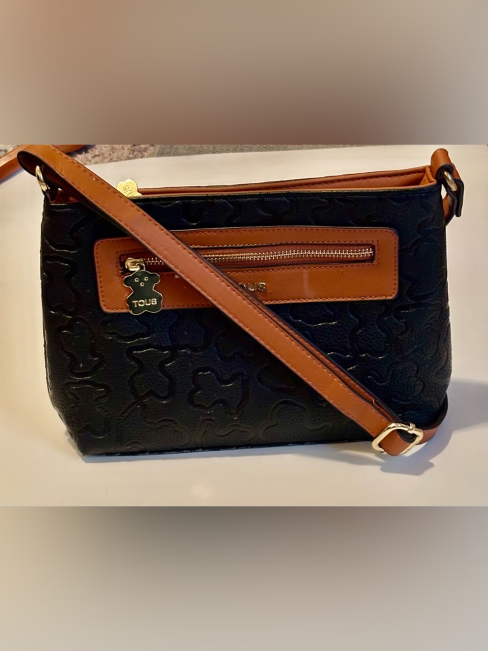 TOUS Luxury Brand Kaos Pattern Black Crossbody Purse 🐻
